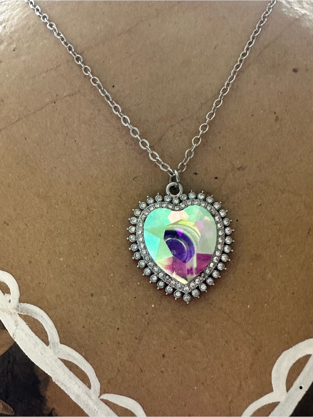 Aurora Heart Pendant Necklace - Silver-Tone